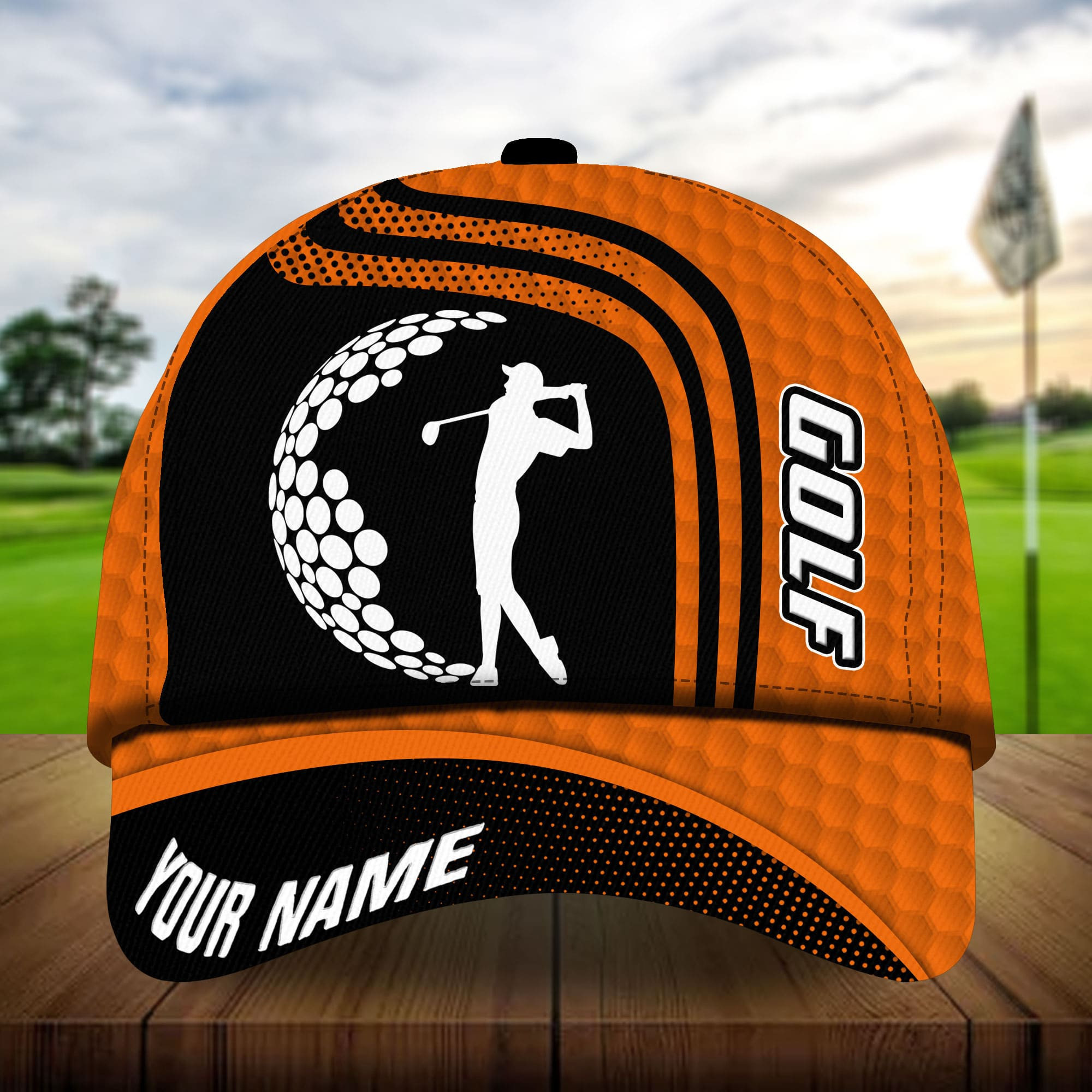 Adeenyc - Premium Unique Man Playing Golf, Golf Hats For Golf Lovers Multicolored Personalized Name Custom Name Trucker Hats Custom Hats Gifts For Men & Women