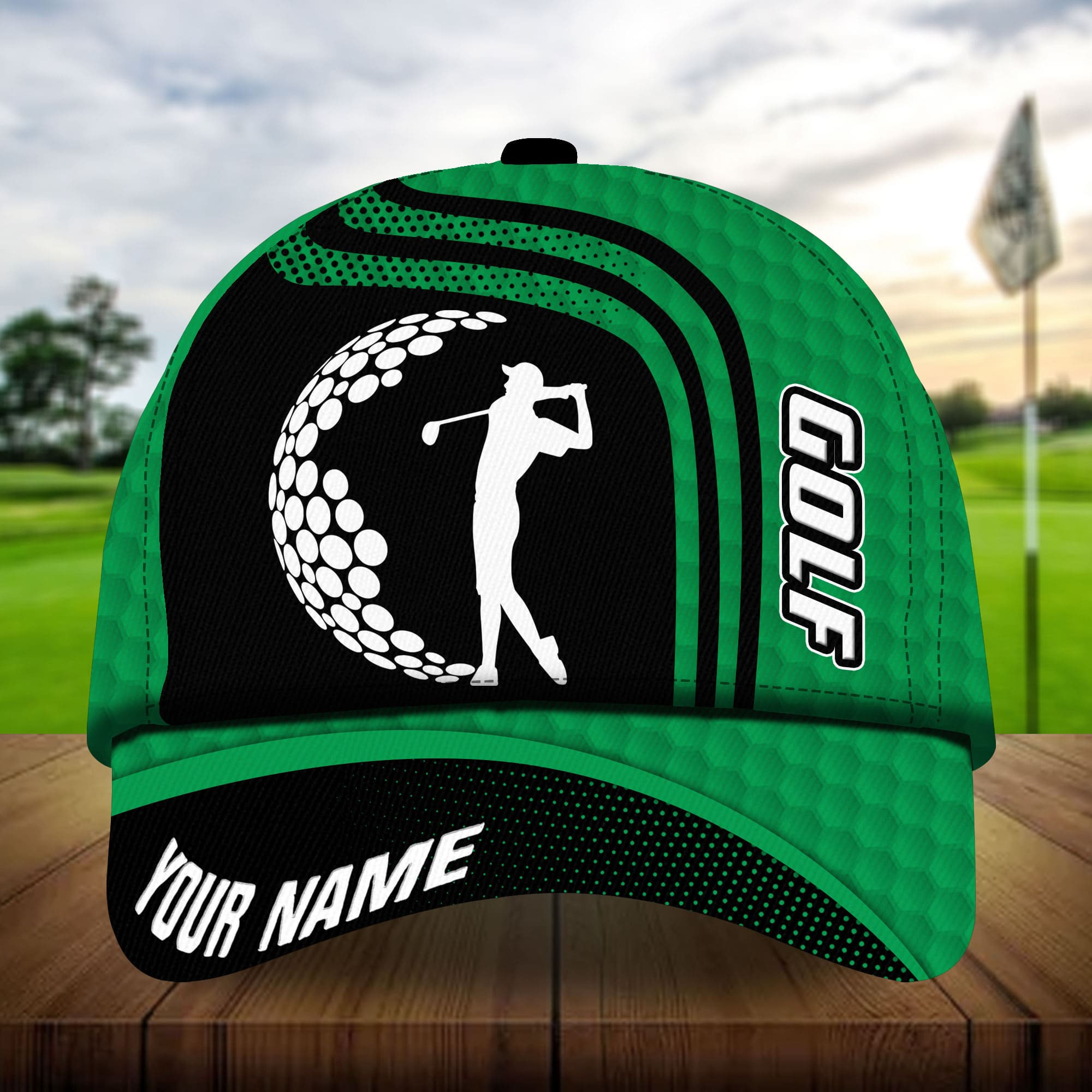 Adeenyc - Premium Unique Man Playing Golf, Golf Hats For Golf Lovers Multicolored Personalized Name Custom Name Trucker Hats Custom Hats Gifts For Men & Women