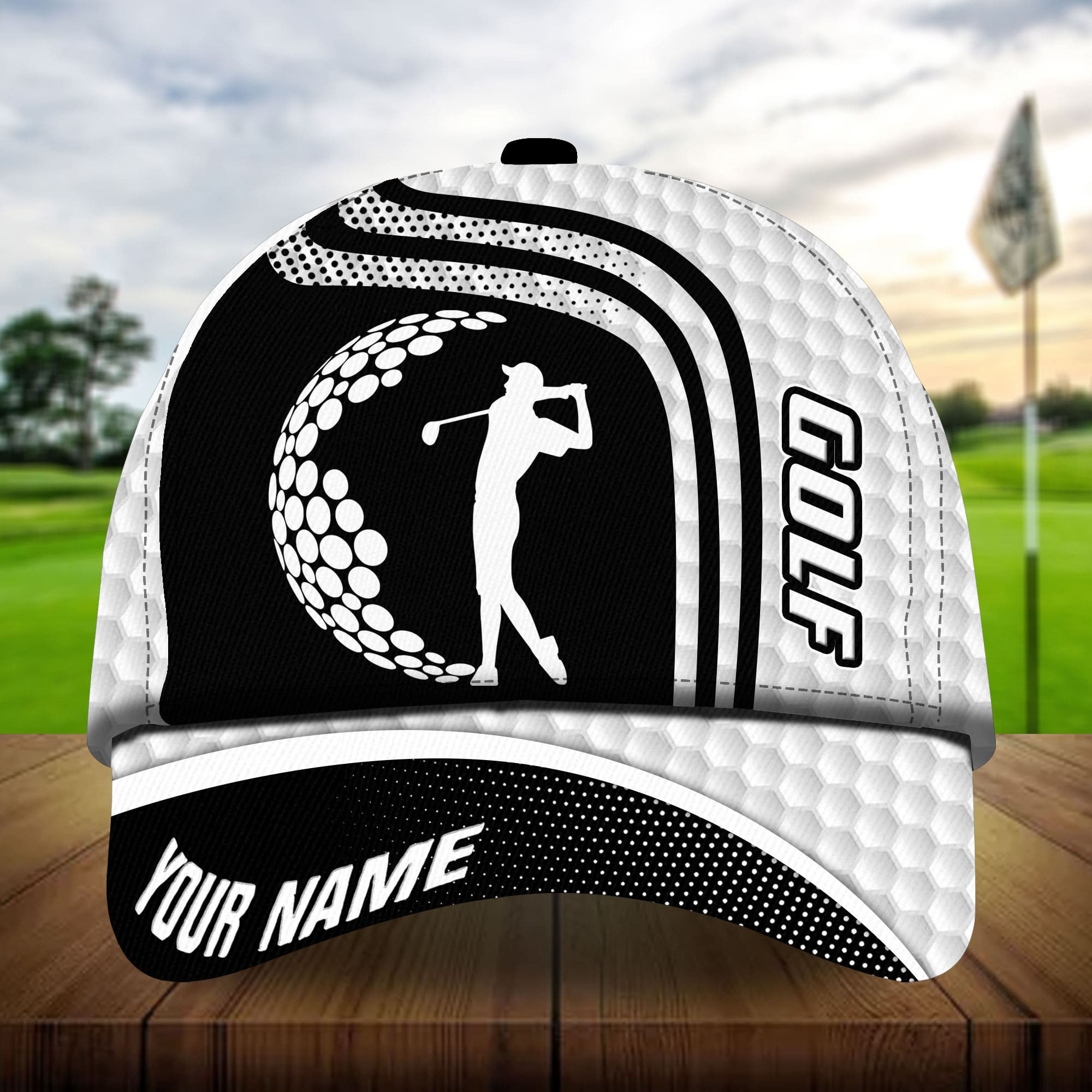 Adeenyc - Premium Unique Man Playing Golf, Golf Hats For Golf Lovers Multicolored Personalized Name Custom Name Trucker Hats Custom Hats Gifts For Men & Women