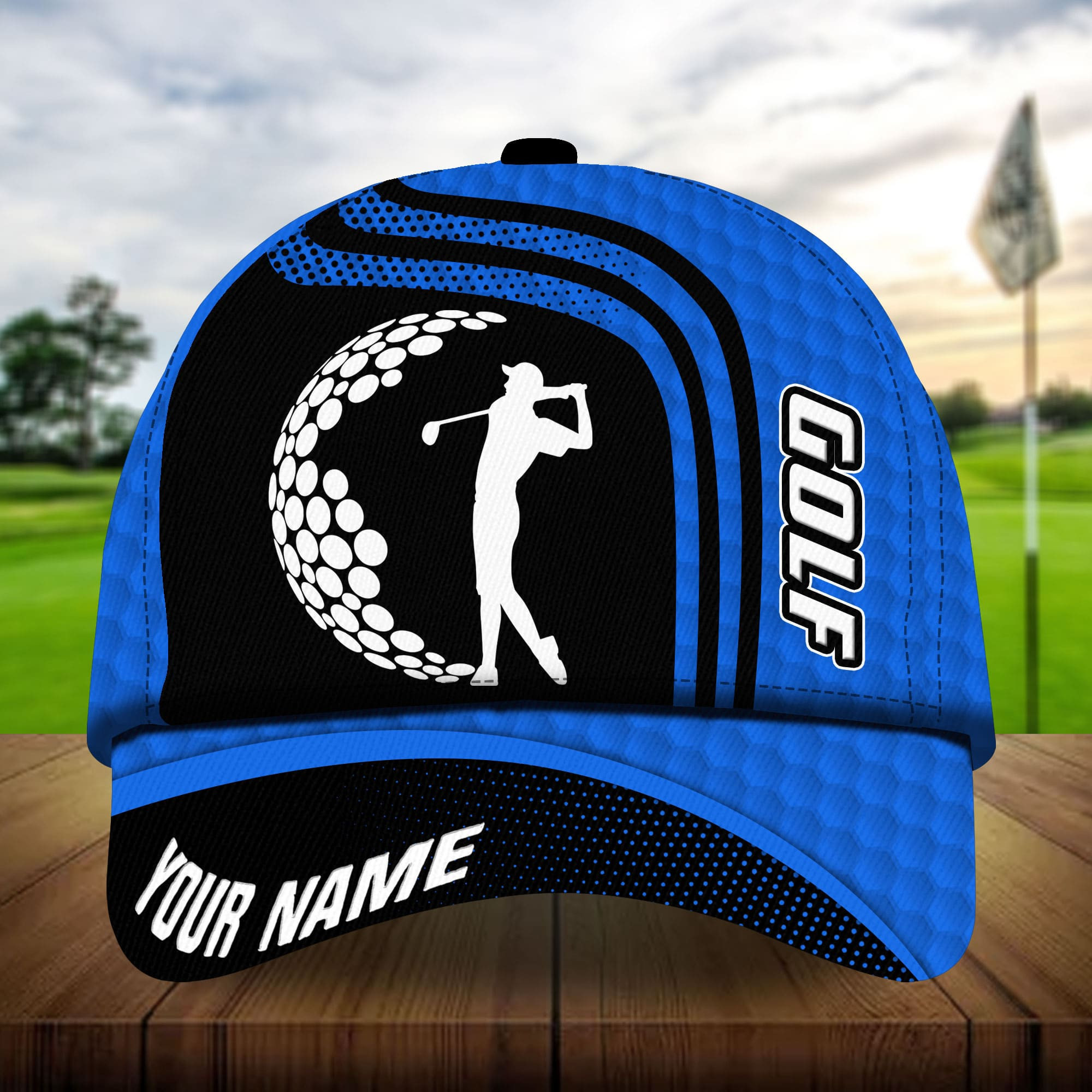 Adeenyc - Premium Unique Man Playing Golf, Golf Hats For Golf Lovers Multicolored Personalized Name Custom Name Trucker Hats Custom Hats Gifts For Men & Women