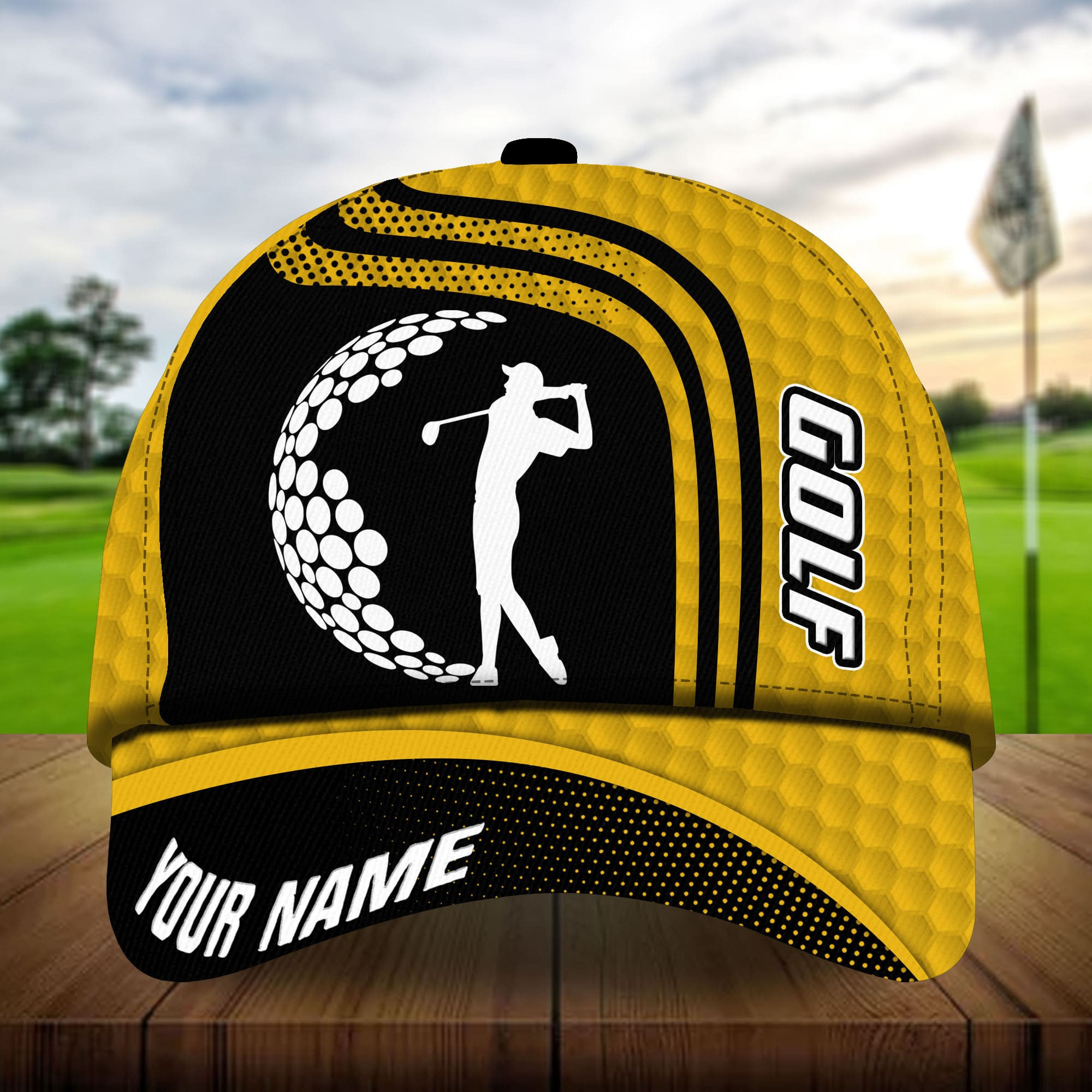 Adeenyc - Premium Unique Man Playing Golf, Golf Hats For Golf Lovers Multicolored Personalized Name Custom Name Trucker Hats Custom Hats Gifts For Men & Women