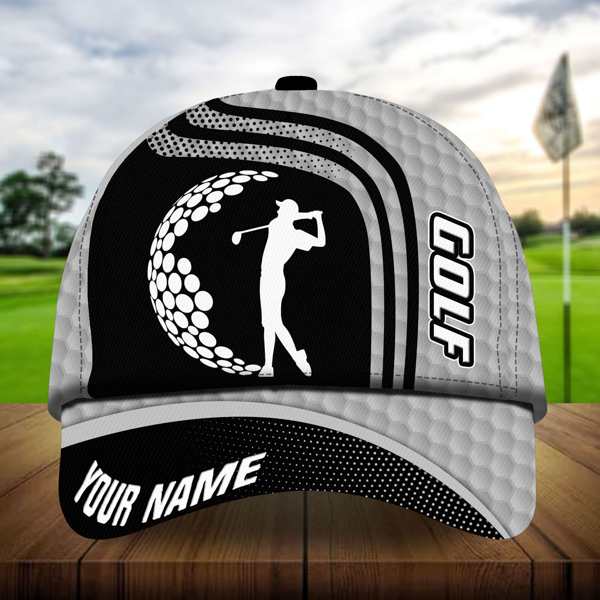 Adeenyc - Premium Unique Man Playing Golf, Golf Hats For Golf Lovers Multicolored Personalized Name Custom Name Trucker Hats Custom Hats Gifts For Men & Women