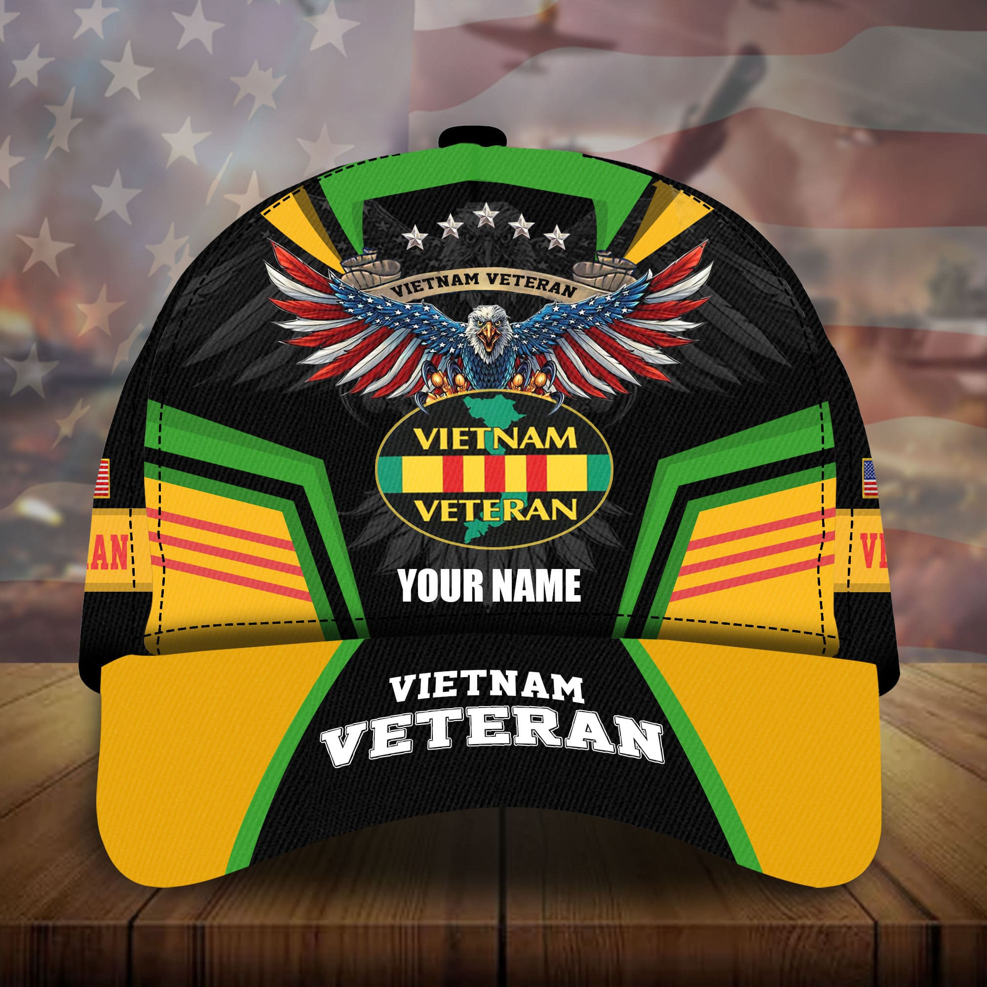 Adeenyc - Premium Unique Vietnam Veteran 3D Hats Old Veteran Cap Personalized Name Custom Name Trucker Hats Custom Hats Gifts For Men & Women