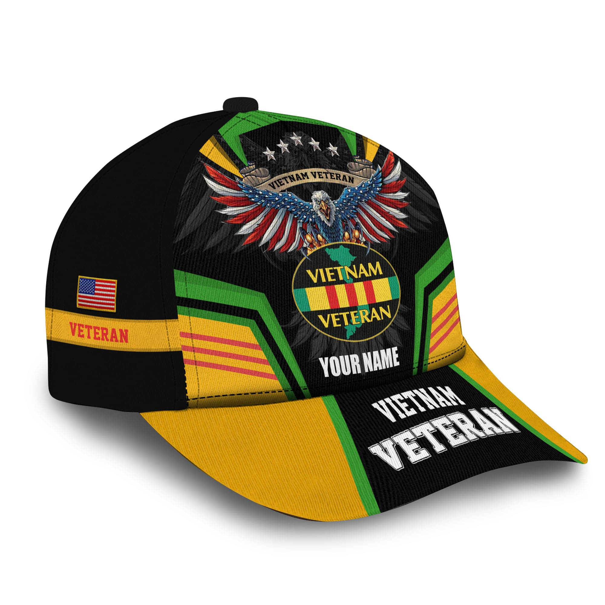 Adeenyc - Premium Unique Vietnam Veteran 3D Hats Old Veteran Cap Personalized Name Custom Name Trucker Hats Custom Hats Gifts For Men & Women