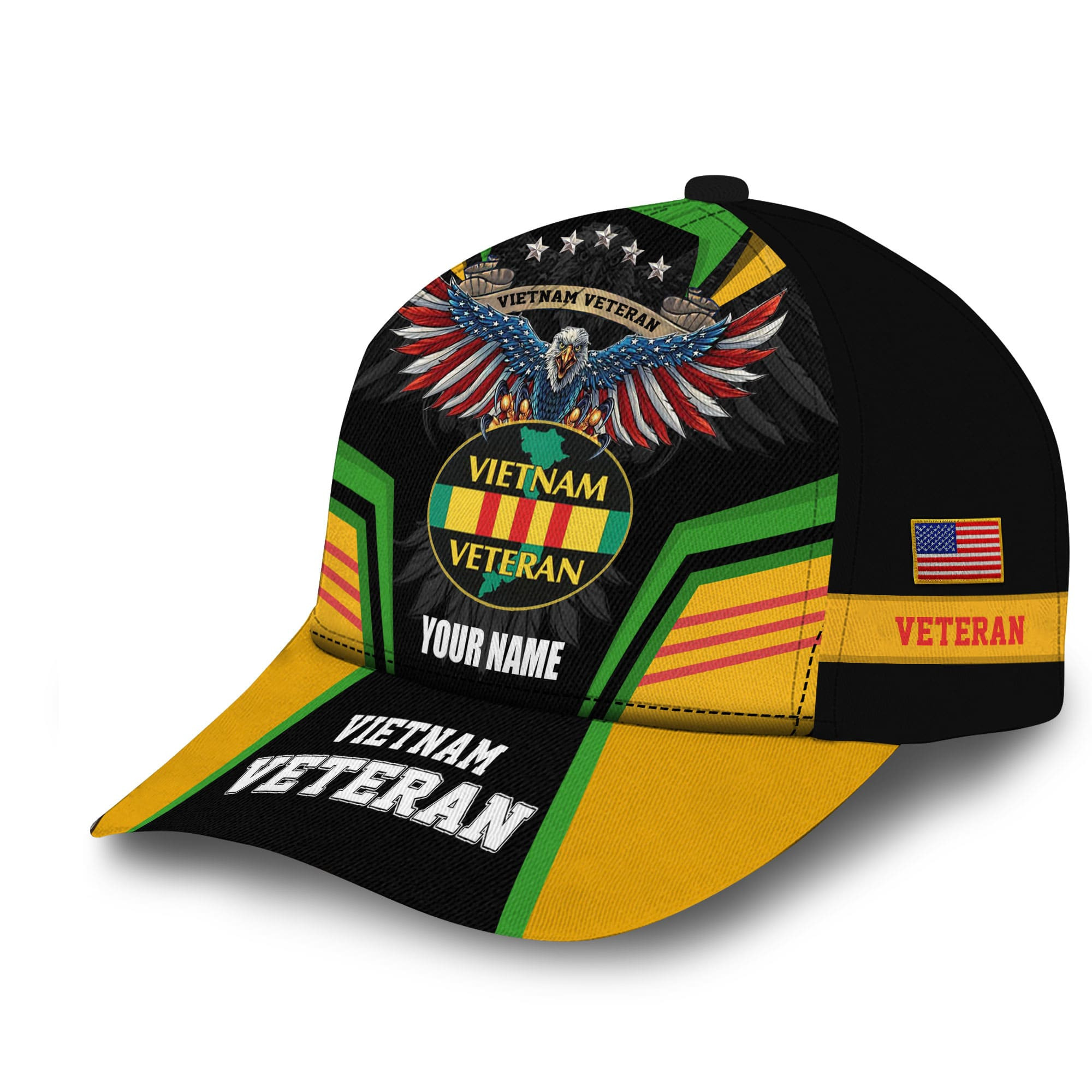 Adeenyc - Premium Unique Vietnam Veteran 3D Hats Old Veteran Cap Personalized Name Custom Name Trucker Hats Custom Hats Gifts For Men & Women