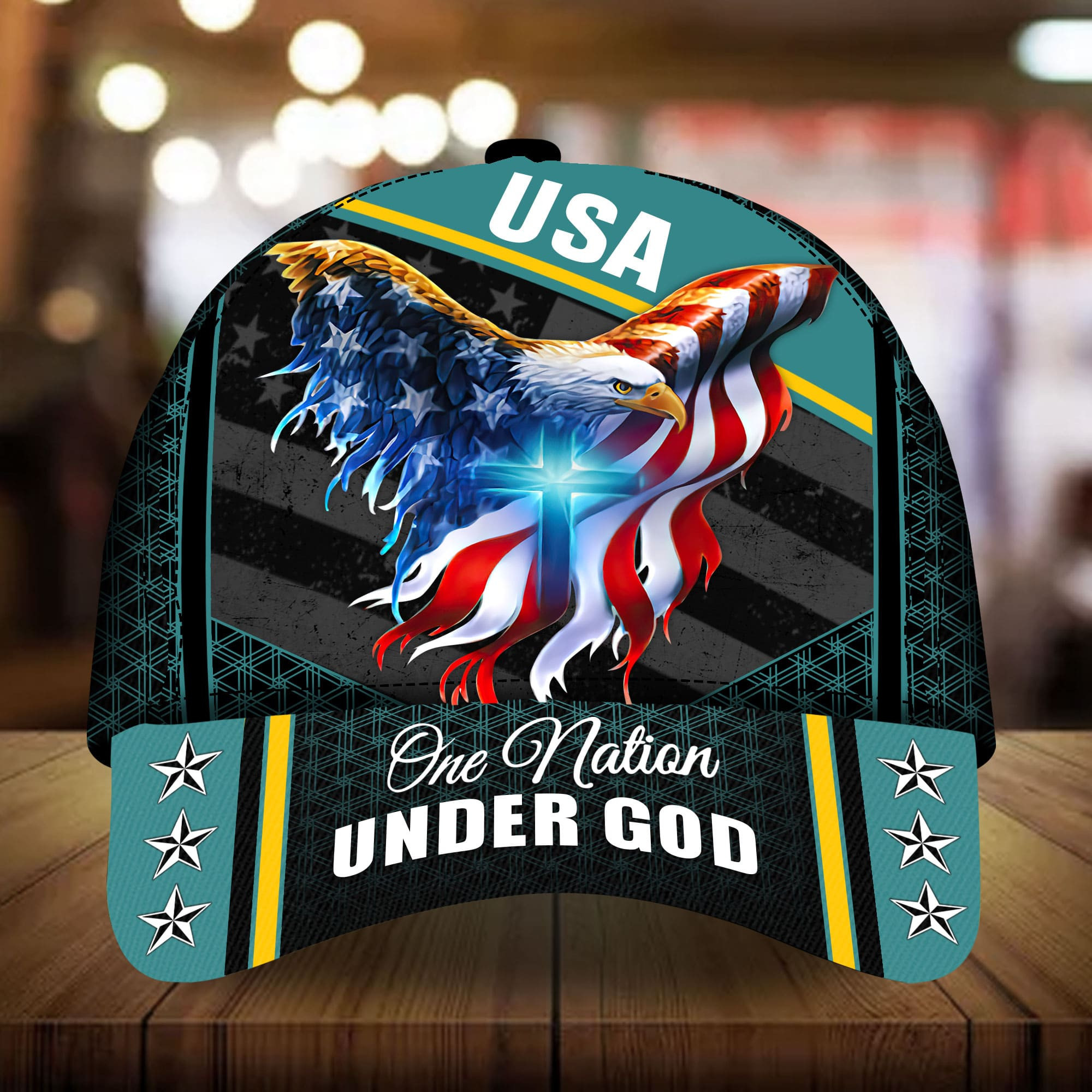Adeenyc - Premium USA - One Nation Under God, Eagle Patriotic 3D Hat Multicolor Trucker Hats Custom Hats Gifts For Men & Women