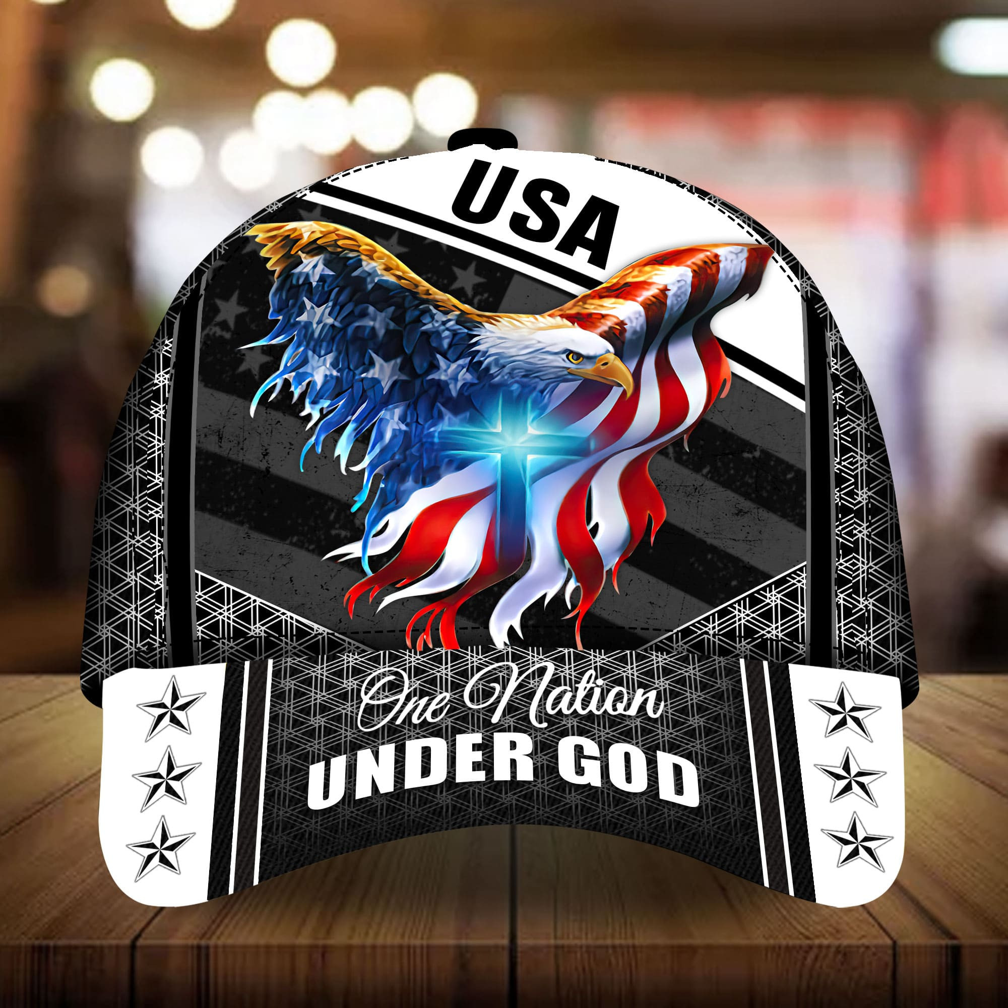 Adeenyc - Premium USA - One Nation Under God, Eagle Patriotic 3D Hat Multicolor Trucker Hats Custom Hats Gifts For Men & Women
