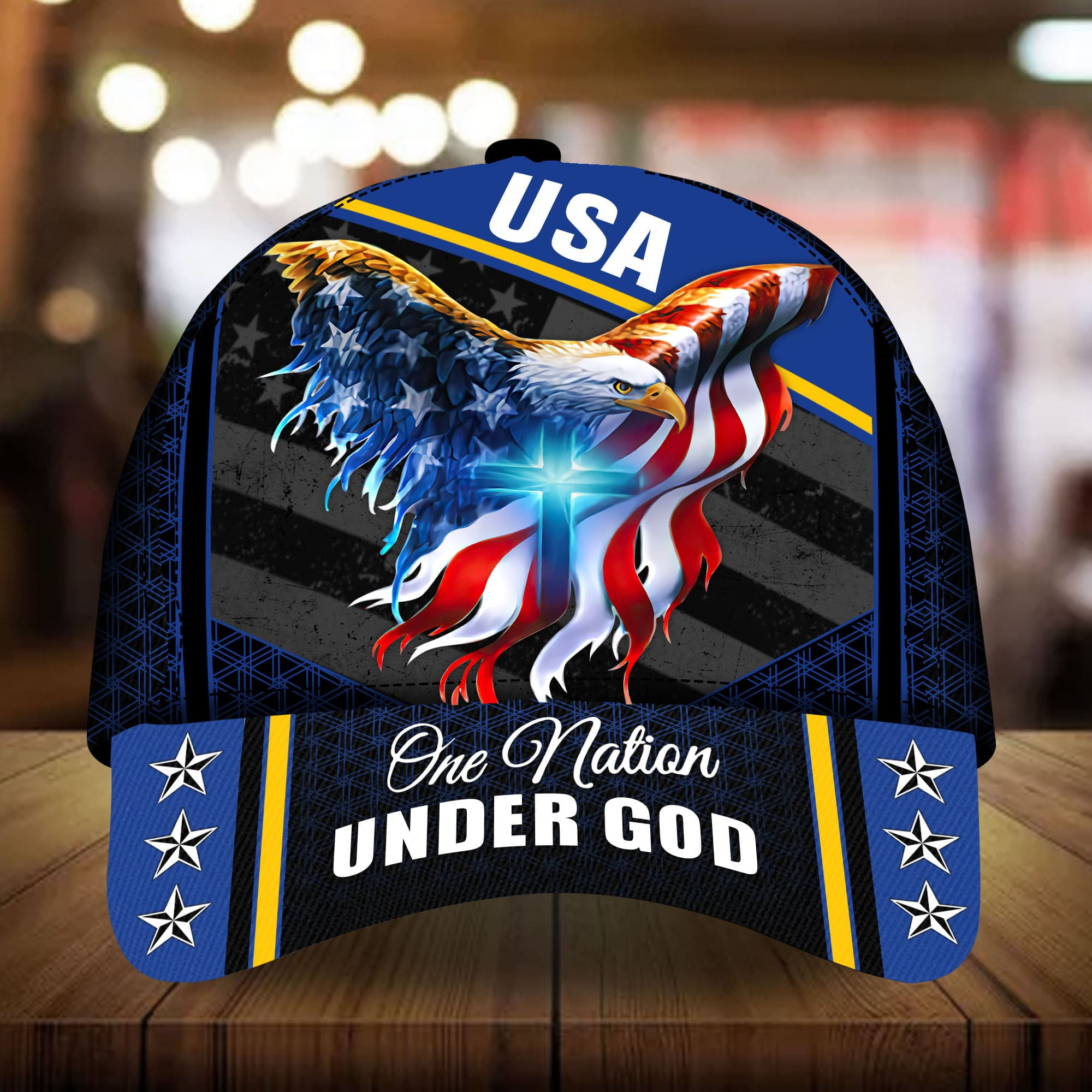 Adeenyc - Premium USA - One Nation Under God, Eagle Patriotic 3D Hat Multicolor Trucker Hats Custom Hats Gifts For Men & Women