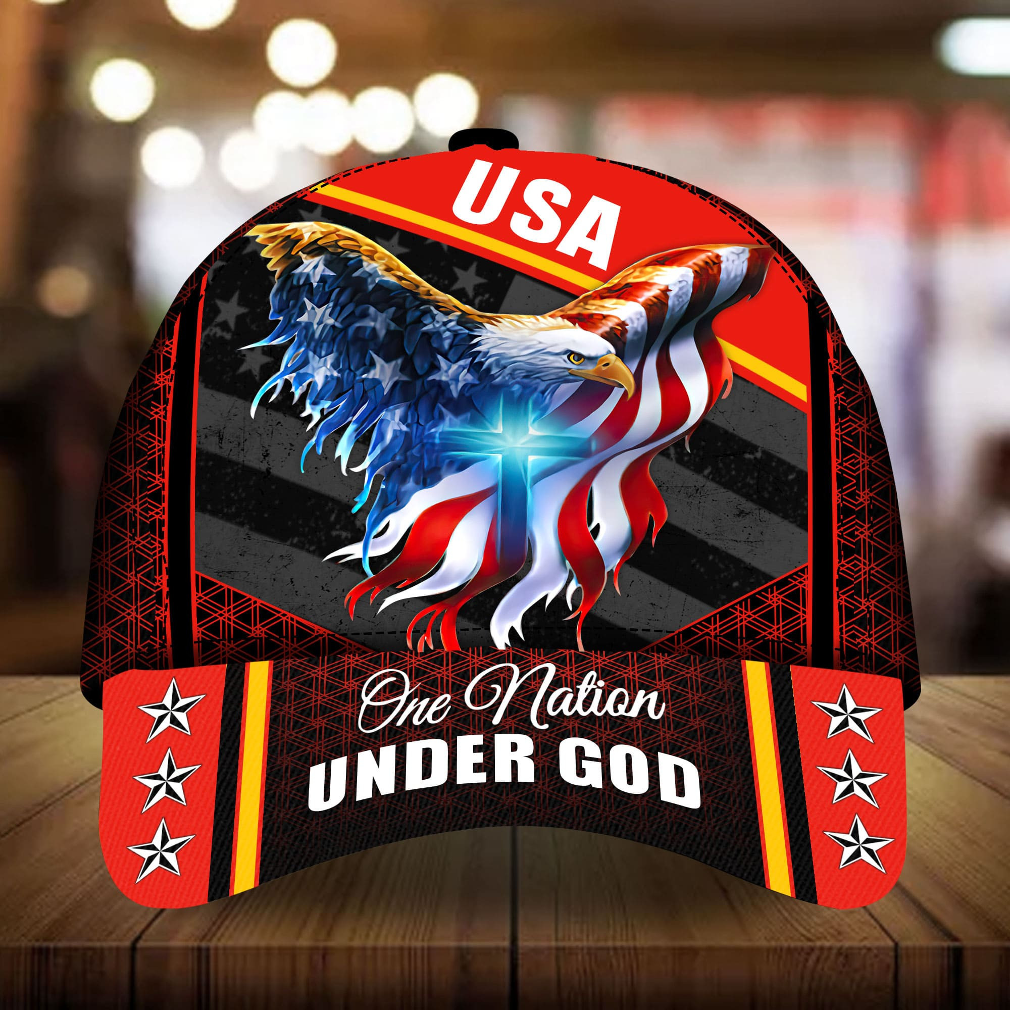 Adeenyc - Premium USA - One Nation Under God, Eagle Patriotic 3D Hat Multicolor Trucker Hats Custom Hats Gifts For Men & Women