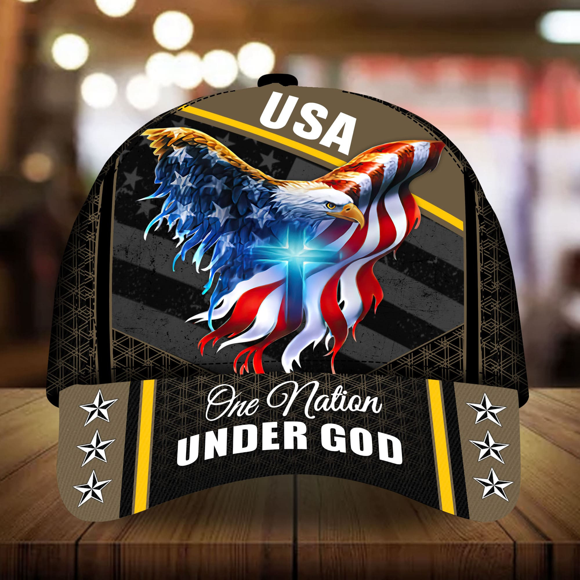 Adeenyc - Premium USA - One Nation Under God, Eagle Patriotic 3D Hat Multicolor Trucker Hats Custom Hats Gifts For Men & Women