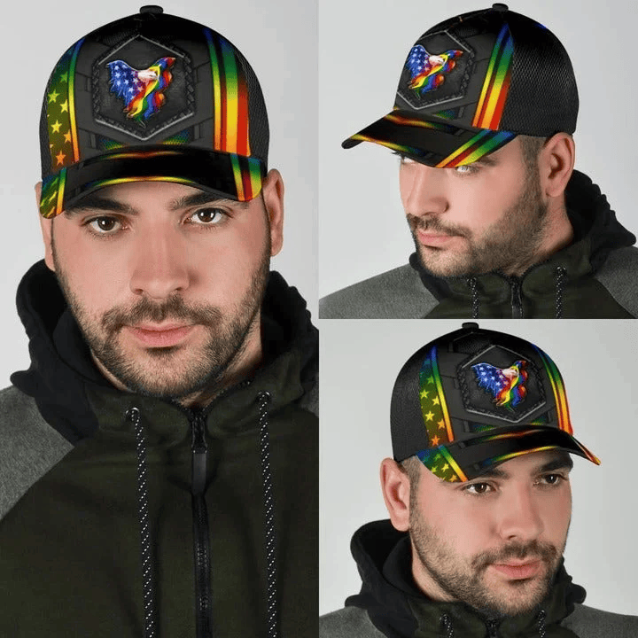 Adeenyc Pride Baseball Cap Hat, USA Flag Eagle LGBT Printing 3D Baseball Cap Hat, Pride Accessories Trucker Hats Custom Hats Gifts For Men & Women