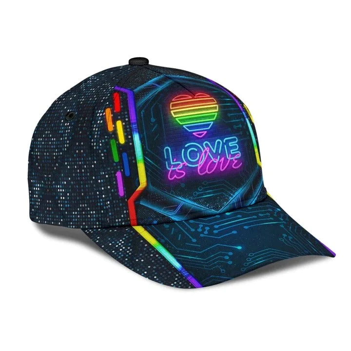 Adeenyc Pride Baseball Cap, Lgbt Modern Style Love Is Love Form All Over Printing Classic Cap Hat Trucker Hats Custom Hats Gifts For Men & Women