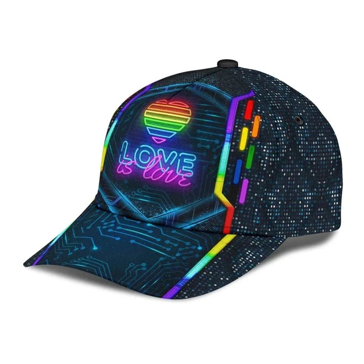 Adeenyc Pride Baseball Cap, Lgbt Modern Style Love Is Love Form All Over Printing Classic Cap Hat Trucker Hats Custom Hats Gifts For Men & Women
