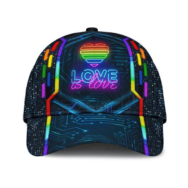 Adeenyc Pride Baseball Cap, Lgbt Modern Style Love Is Love Form All Over Printing Classic Cap Hat Trucker Hats Custom Hats Gifts For Men & Women