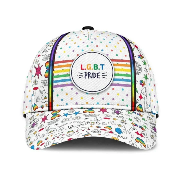 Adeenyc Pride Baseball Cap, Stop Hate Bright Color LGBT Printing Baseball 3D Cap Hat Trucker Hats Custom Hats Gifts For Men & Women