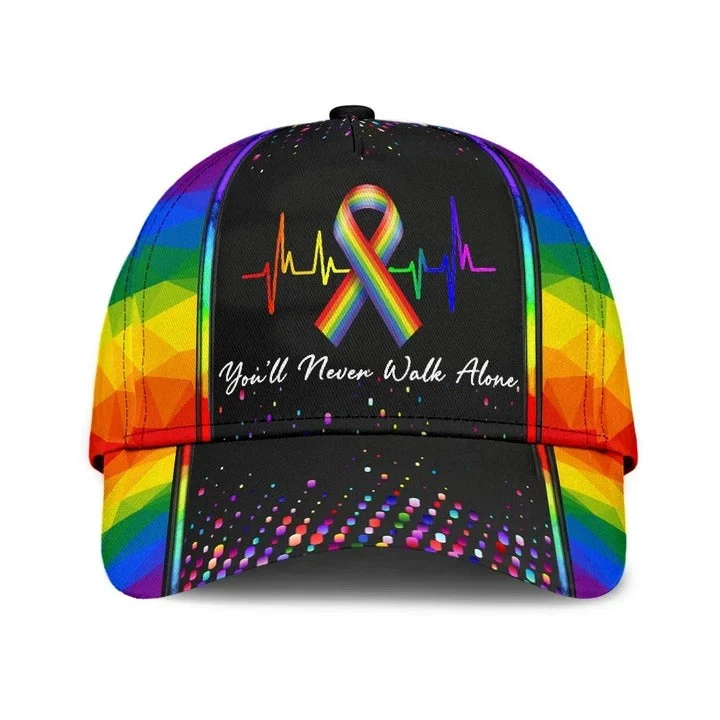 Adeenyc Pride Cap For Gay Friend, Gift For Lesbian Friends, Lgbt Printing Baseball Cap Hat You'll Never Walk Alone Trucker Hats Custom Hats Gifts For Men & Women