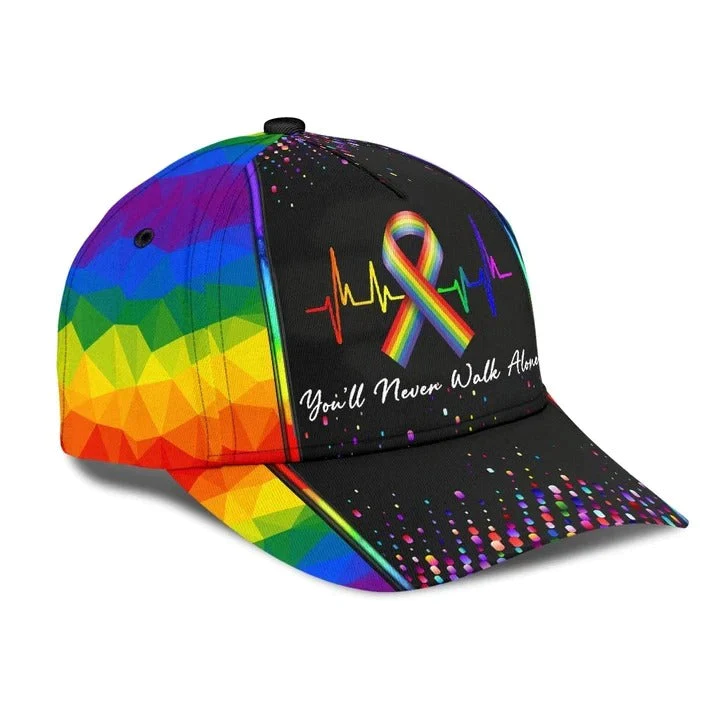 Adeenyc Pride Cap For Gay Friend, Gift For Lesbian Friends, Lgbt Printing Baseball Cap Hat You'll Never Walk Alone Trucker Hats Custom Hats Gifts For Men & Women