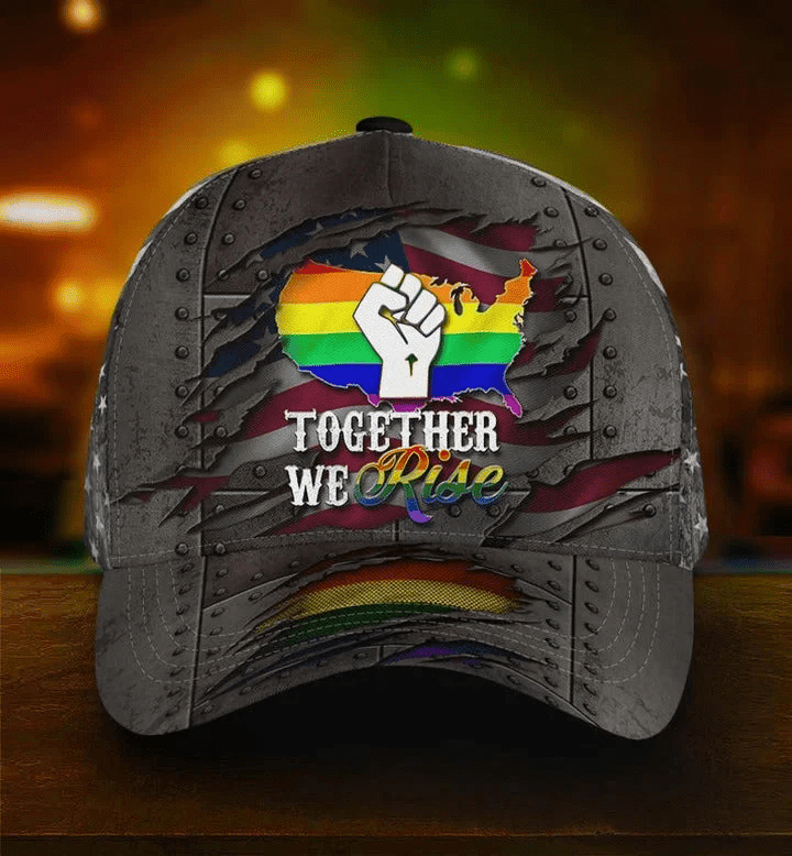 Adeenyc Pride Cap For Gay Man Together We Rise LGBT All Over Printing 3D Baseball Cap Hat, Pride Accessories Trucker Hats Custom Hats Gifts For Men & Women