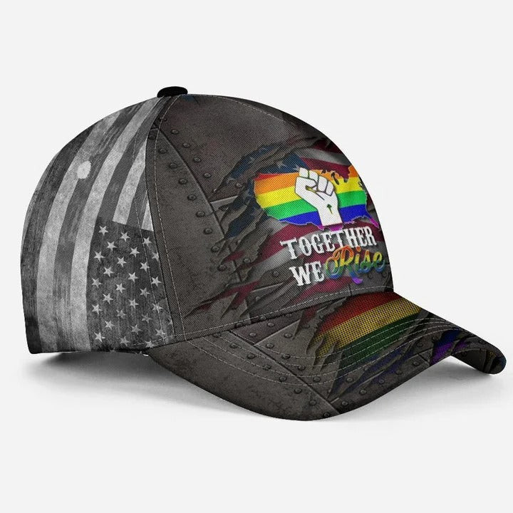 Adeenyc Pride Cap For Gay Man Together We Rise LGBT All Over Printing 3D Baseball Cap Hat, Pride Accessories Trucker Hats Custom Hats Gifts For Men & Women