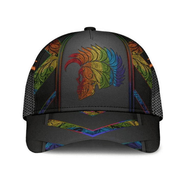 Adeenyc Pride Cap For Lesbian, Gaymer Gifts, Skull Warrior Rainbow Lgbt Printing Baseball Cap Hat Trucker Hats Custom Hats Gifts For Men & Women
