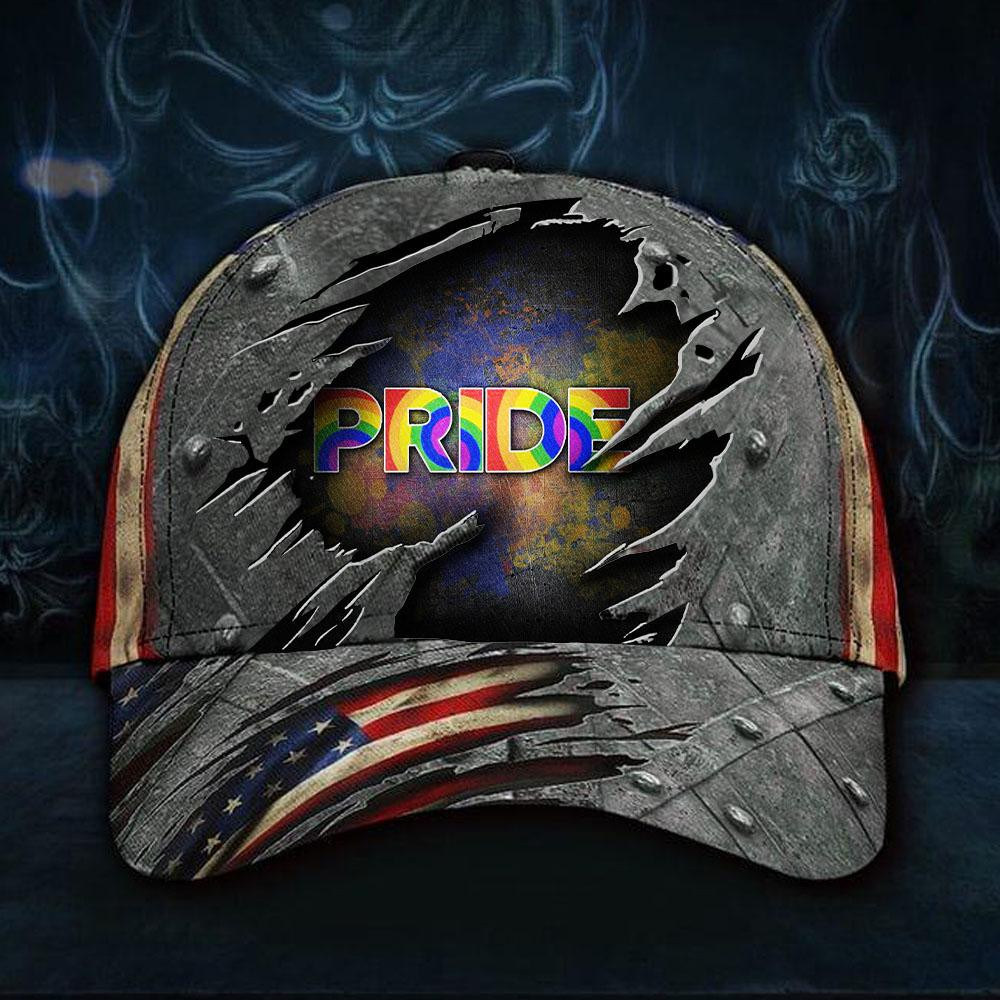 Adeenyc Pride Hat 3D Print Vintage American Flag Cap LGBTQ Hat Unique Pride Merchandise Classic Cap Trucker Hats Custom Hats Gifts For Men & Women