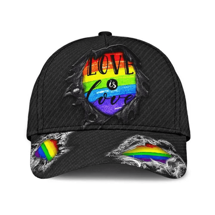 Adeenyc Pride Lesbian 3D Classic Cap, Black Jean Background Love Is Love LGBT Printing Baseball Cap Hat Trucker Hats Custom Hats Gifts For Men & Women