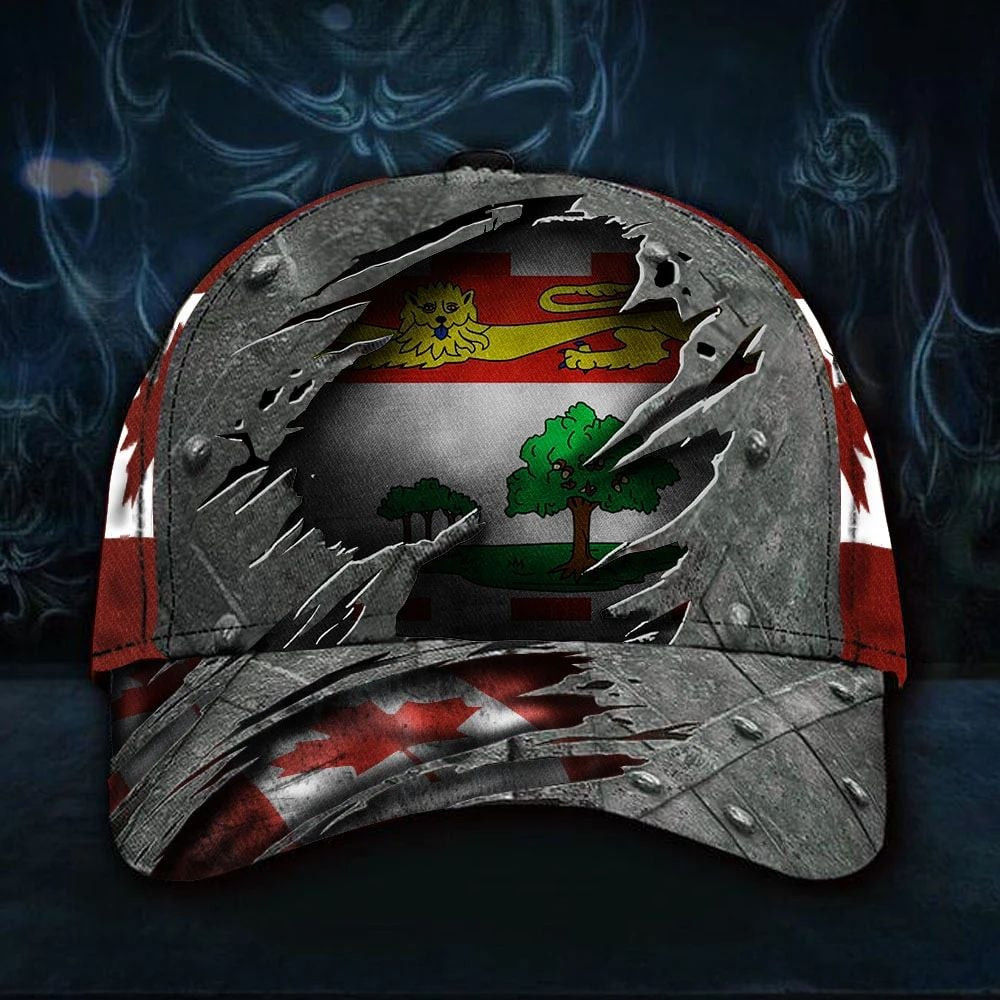 Adeenyc Prince Edward Island Canada Flag Hat 3D Printed Vintage Old Retro Patriotic Classic Cap For Man Trucker Hats Custom Hats Gifts For Men & Women