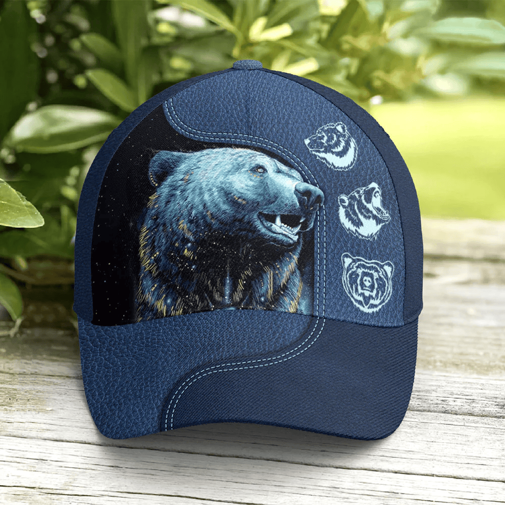 Adeenyc Printed Navy Hats, Navy Blue Darkness Moonlight Bear Baseball Cap Trucker Hats Custom Hats Gifts For Men & Women