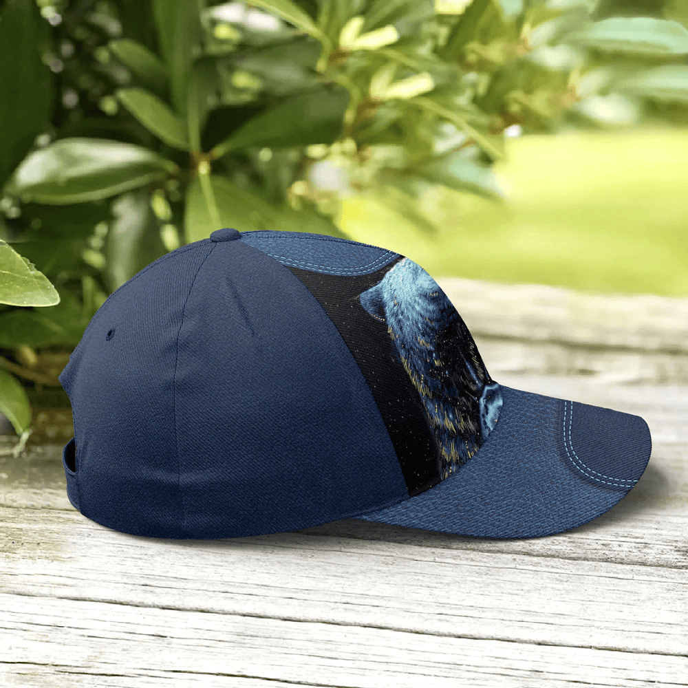 Adeenyc Printed Navy Hats, Navy Blue Darkness Moonlight Bear Baseball Cap Trucker Hats Custom Hats Gifts For Men & Women