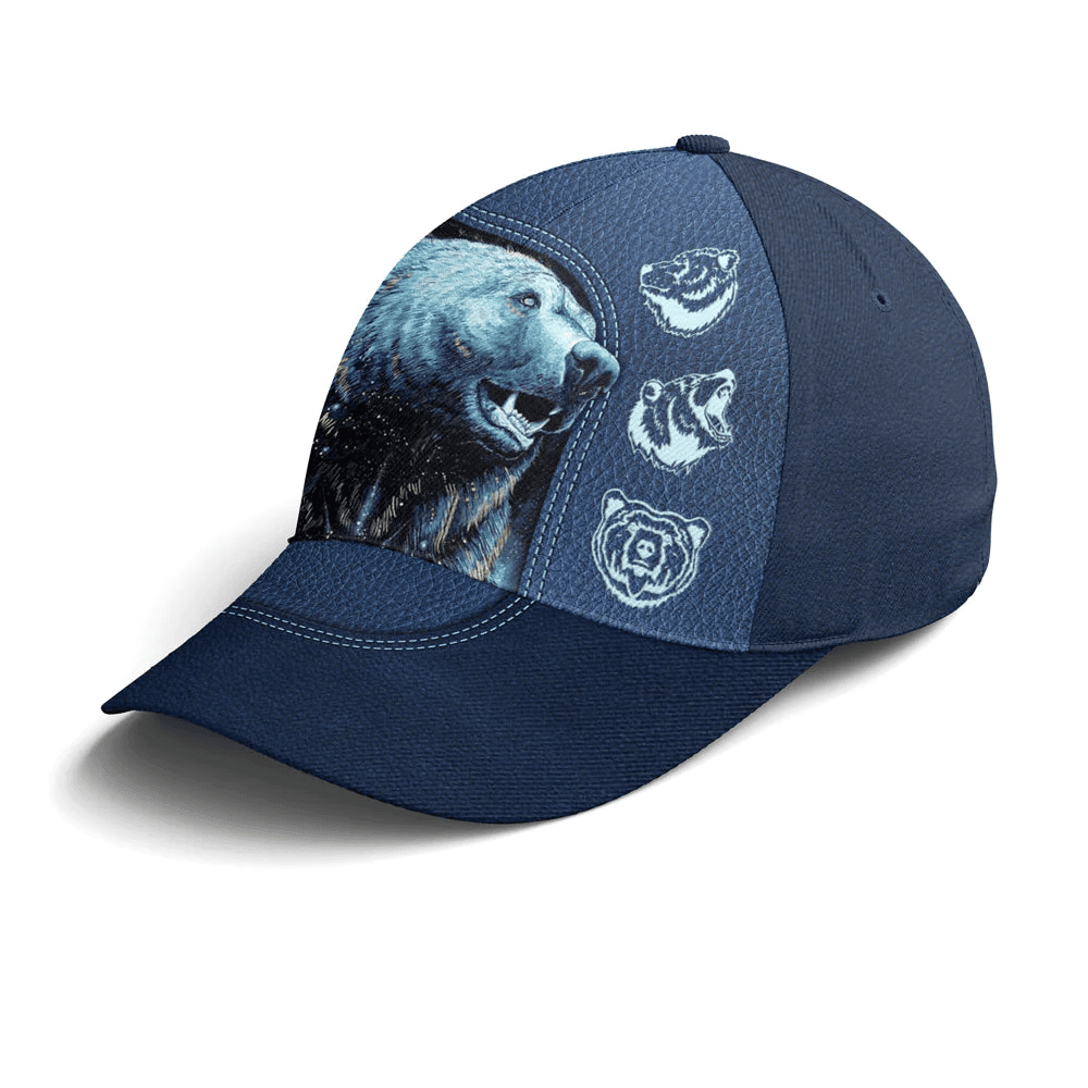 Adeenyc Printed Navy Hats, Navy Blue Darkness Moonlight Bear Baseball Cap Trucker Hats Custom Hats Gifts For Men & Women