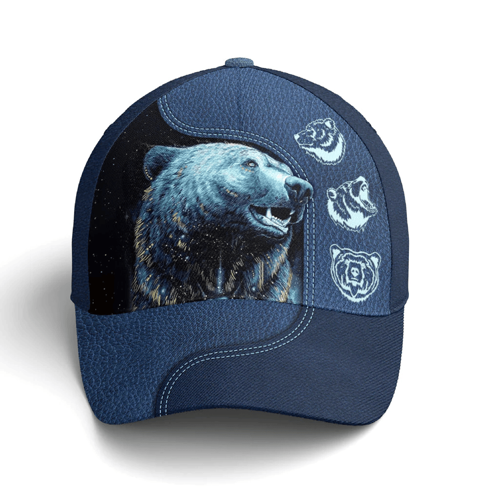 Adeenyc Printed Navy Hats, Navy Blue Darkness Moonlight Bear Baseball Cap Trucker Hats Custom Hats Gifts For Men & Women