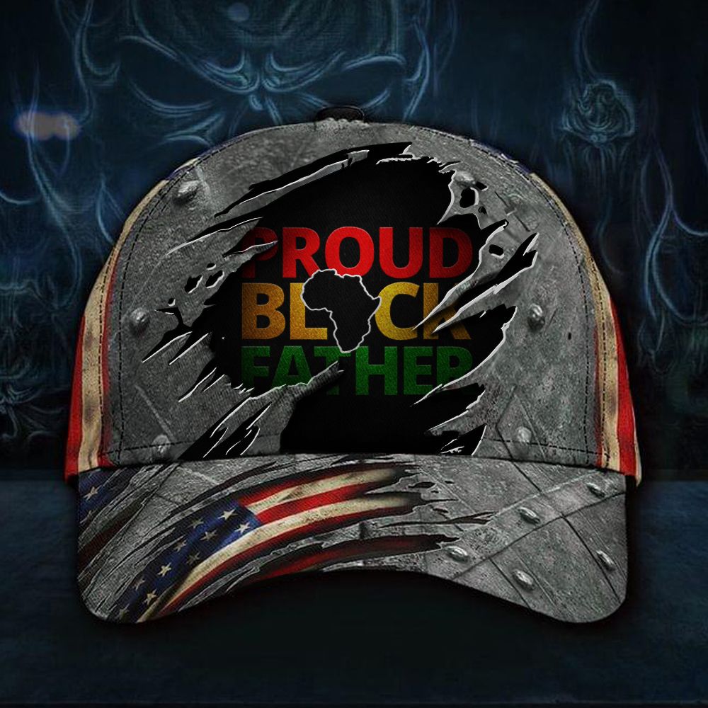 Adeenyc Proud Black Father USA Flag Cap Proud Black Dad African American Father's Day Gift Trucker Hats Custom Hats Gifts For Men & Women