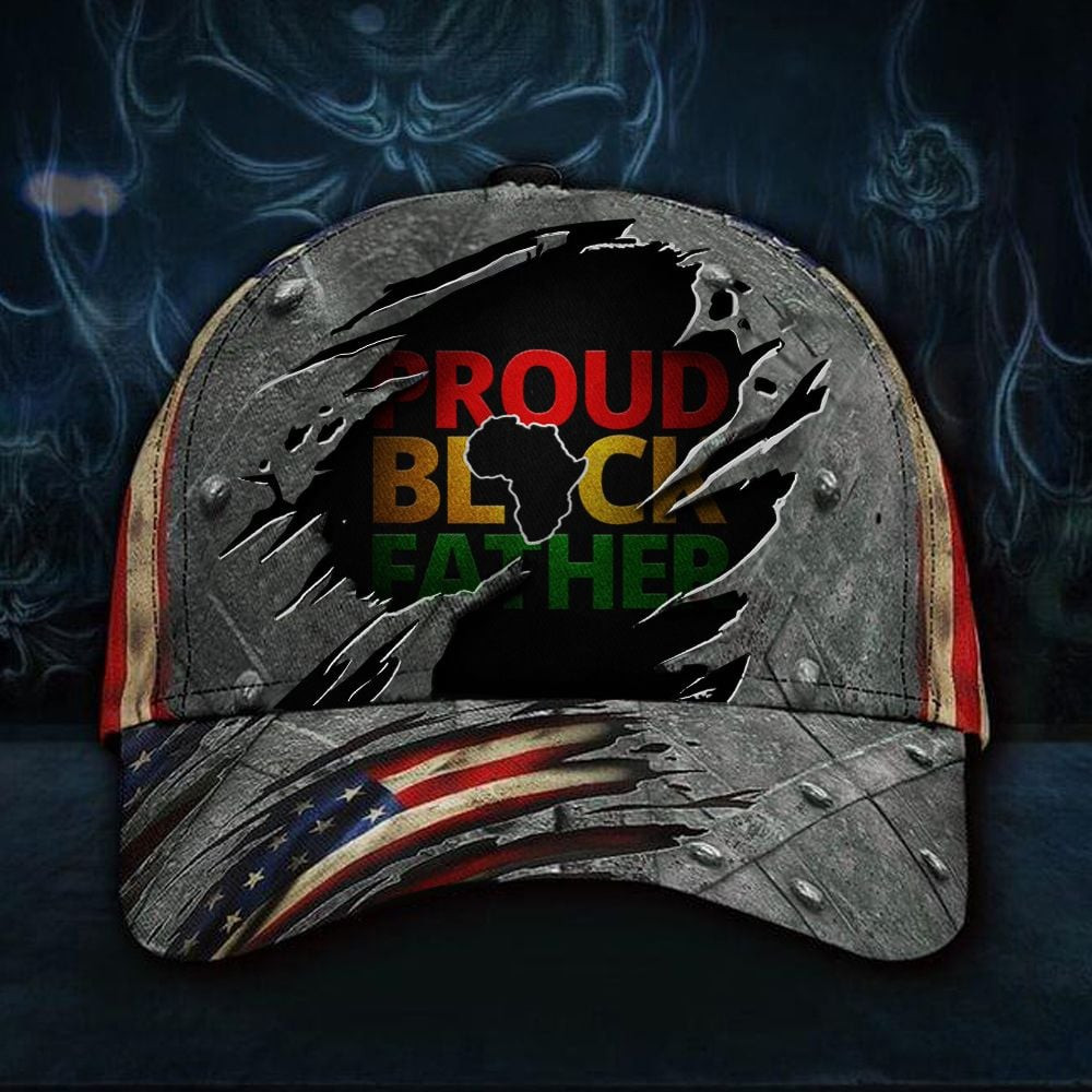 Adeenyc Proud Black Father USA Flag Classic Cap Proud Black Dad African American Father's Day Gift Trucker Hats Custom Hats Gifts For Men & Women