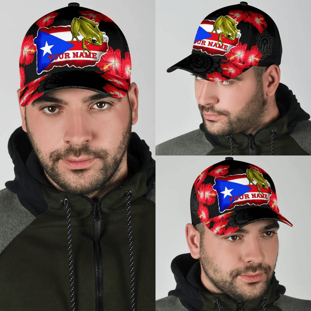 Adeenyc Puerto Rico Baseball Cap With Hibiscus Pattern, Puerto Rico Cap For Men And Women Trucker Hats Custom Hats Gifts For Men & Women