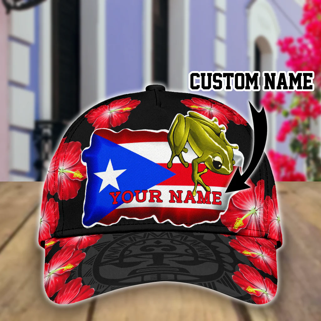 Adeenyc Puerto Rico Baseball Cap With Hibiscus Pattern, Puerto Rico Cap For Men And Women Trucker Hats Custom Hats Gifts For Men & Women