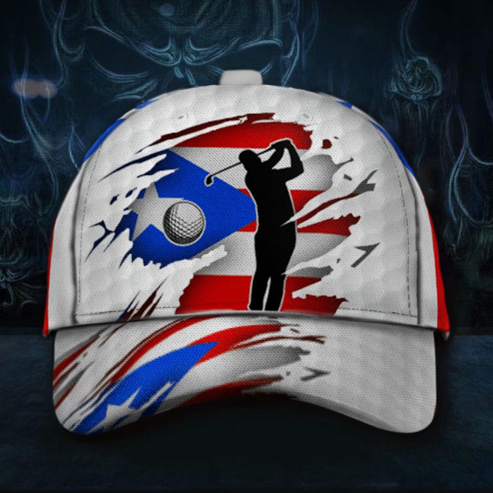 Adeenyc Puerto Rico Flag Golfer Cap Patriotic Golf Snapback Hats Good Gifts For Friend Trucker Hats Custom Hats Gifts For Men & Women