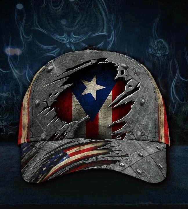 Adeenyc Puerto Rico Flag Hat 3D Printed American Flag Vintage Old Retro Patriotic Classic Cap Men Trucker Hats Custom Hats Gifts For Men & Women