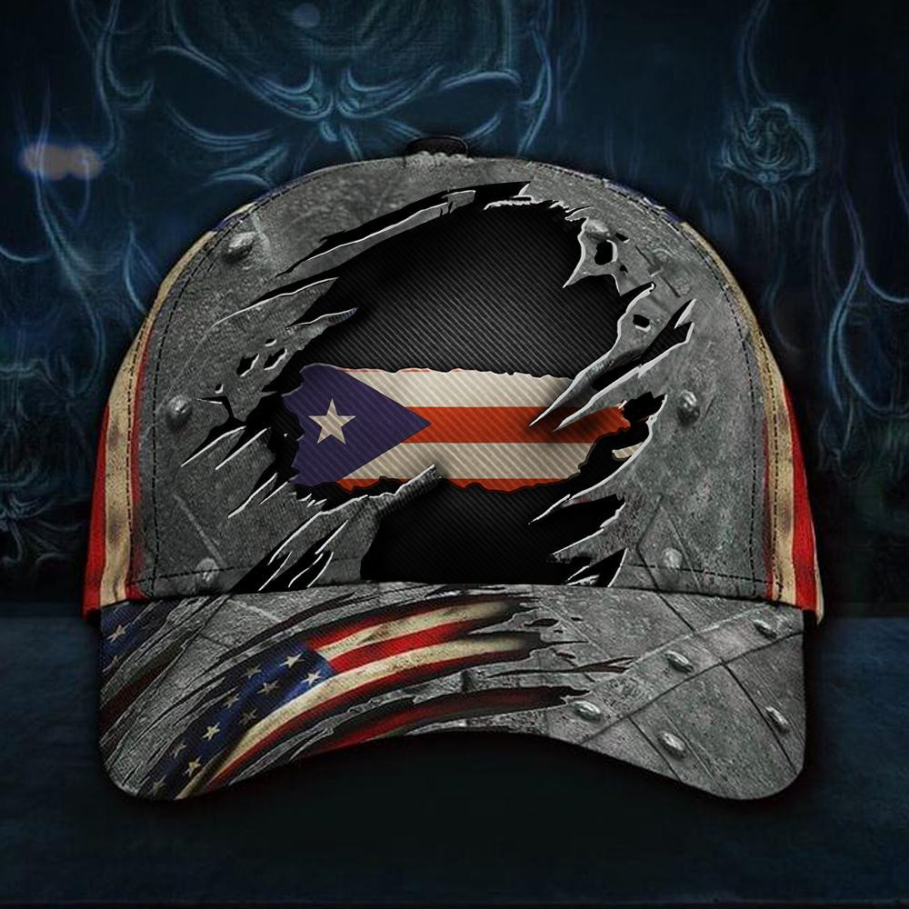 Adeenyc Puerto Rico Flag With US Flag Unisex Hat Happy Independence Day Cap 4th Of July Gifts Classic Cap Trucker Hats Custom Hats Gifts For Men & Women