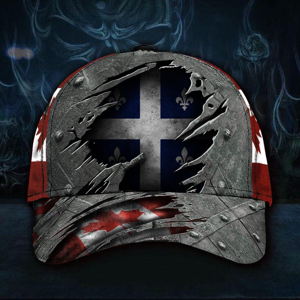 Adeenyc Quebec Canada Flag 3D Hat Vintage Old Retro Cap Gift For Canadian Friends Classic Cap Trucker Hats Custom Hats Gifts For Men & Women