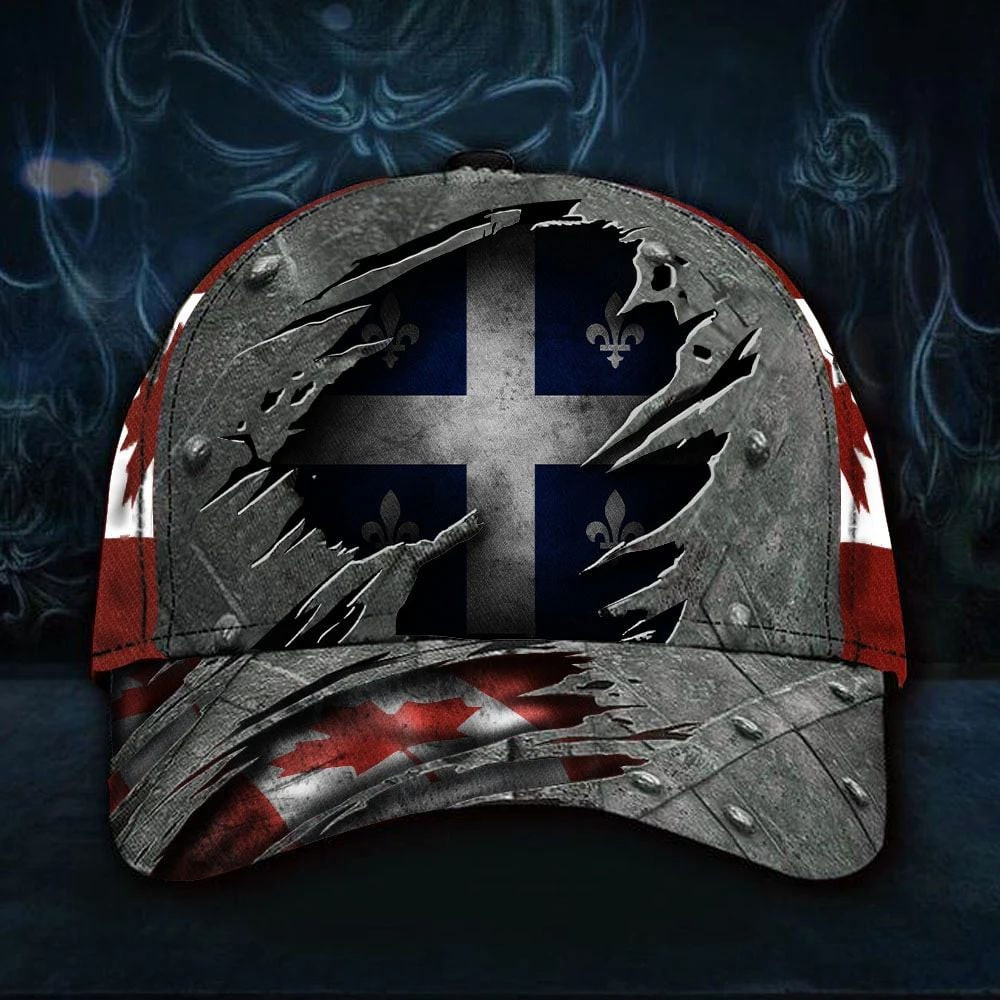 Adeenyc Quebec Canada Flag 3D Hat Vintage Old Retro Classic Cap Gift For Canadian Friends Trucker Hats Custom Hats Gifts For Men & Women