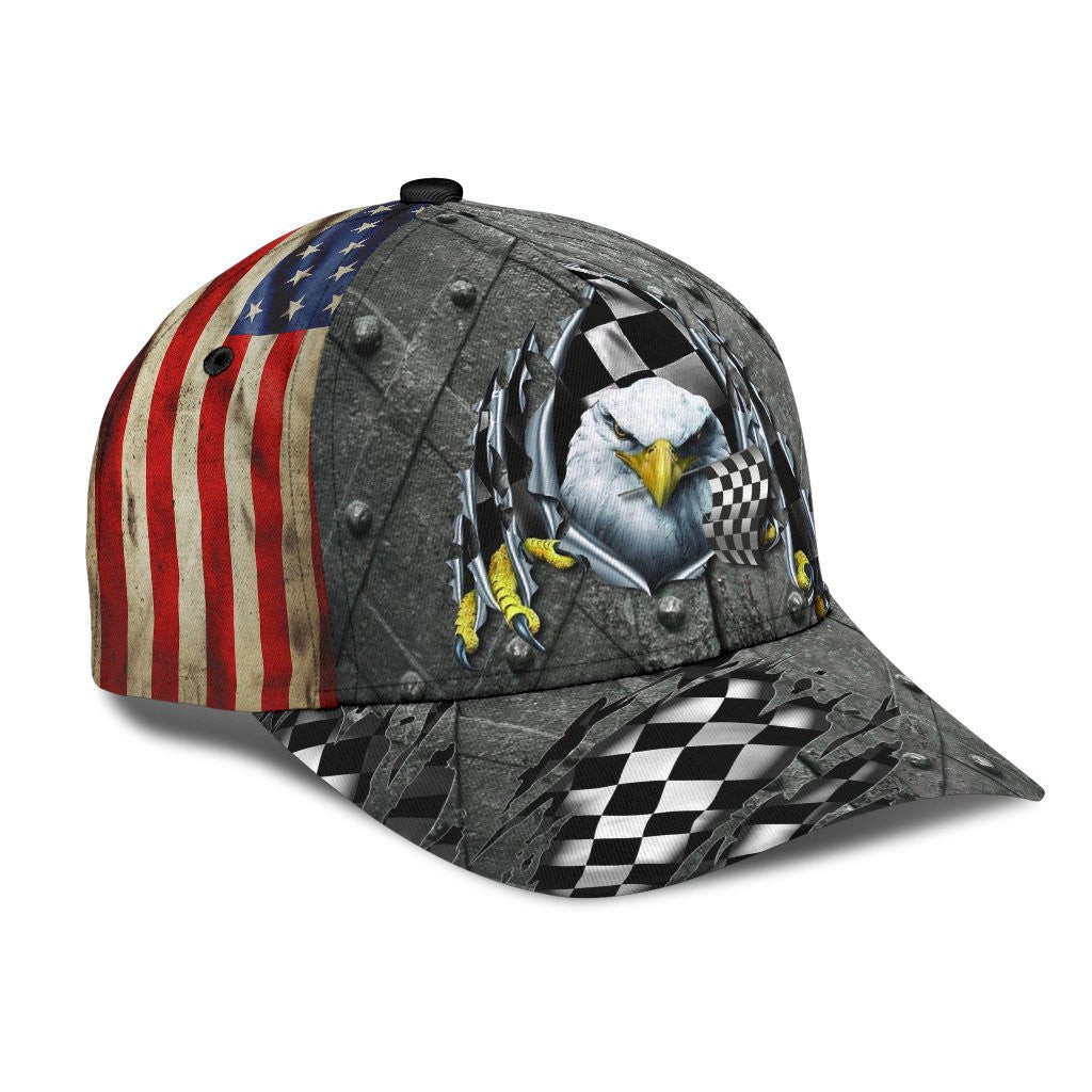 Adeenyc Racing Eagle Crack All Over Print Classic Cap Trucker Hats Custom Hats Gifts For Men & Women