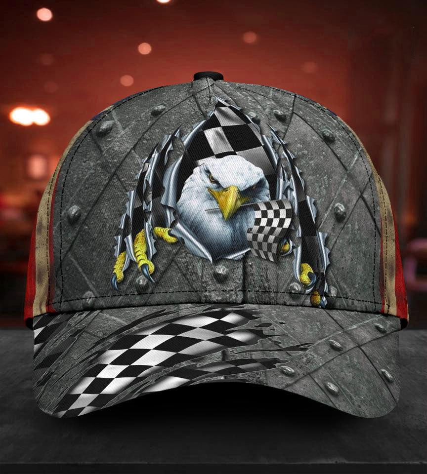 Adeenyc Racing Eagle Crack All Over Print Classic Cap Trucker Hats Custom Hats Gifts For Men & Women