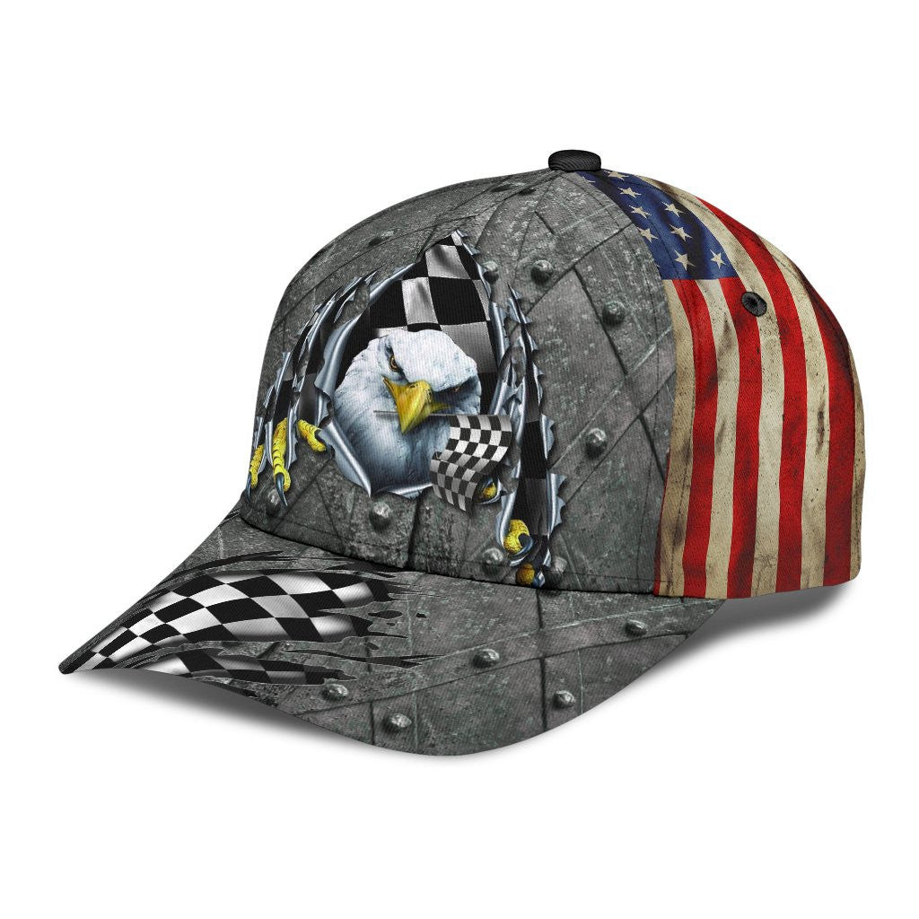 Adeenyc Racing Eagle Crack All Over Print Classic Cap Trucker Hats Custom Hats Gifts For Men & Women