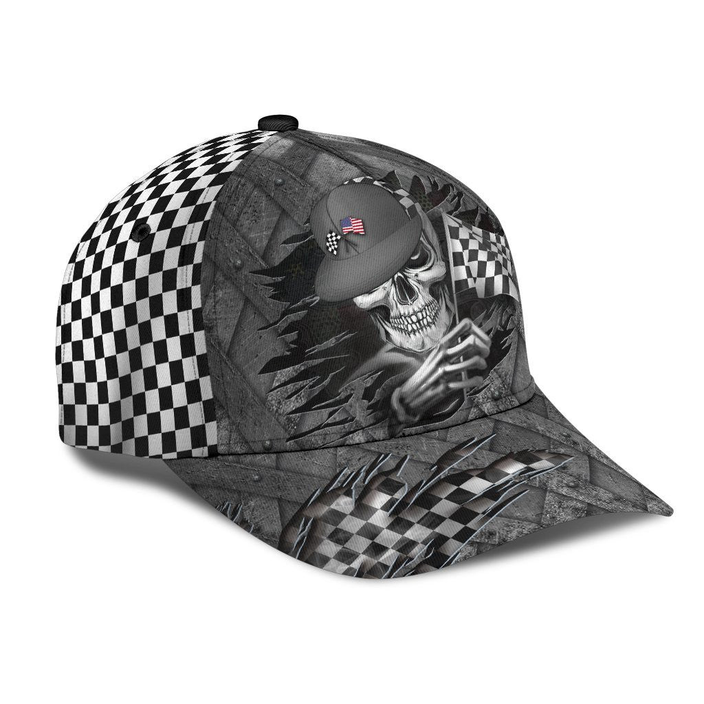Adeenyc Racing Skull All Over Print Classic Cap Trucker Hats Custom Hats Gifts For Men & Women
