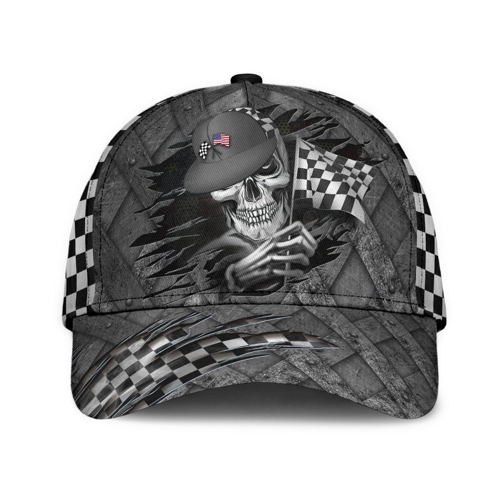 Adeenyc Racing Skull All Over Print Classic Cap Trucker Hats Custom Hats Gifts For Men & Women
