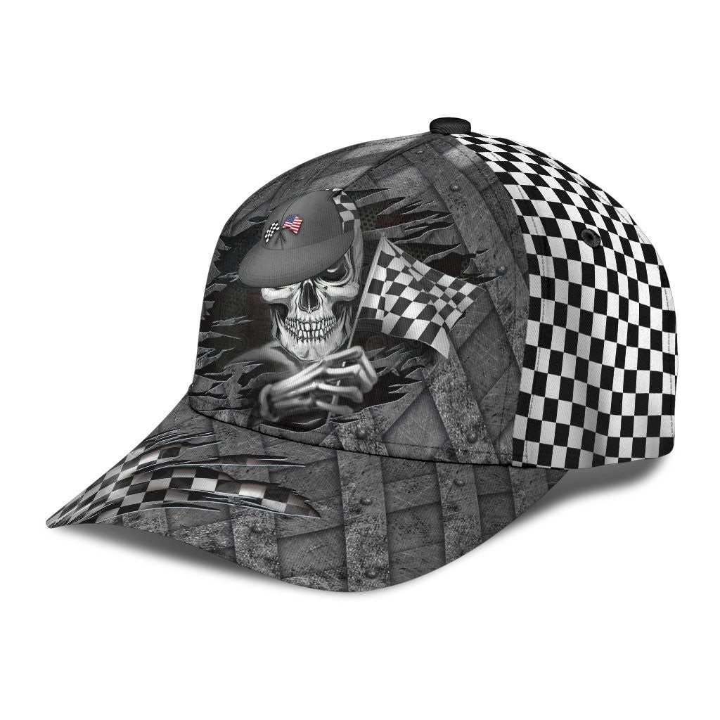 Adeenyc Racing Skull All Over Print Classic Cap Trucker Hats Custom Hats Gifts For Men & Women