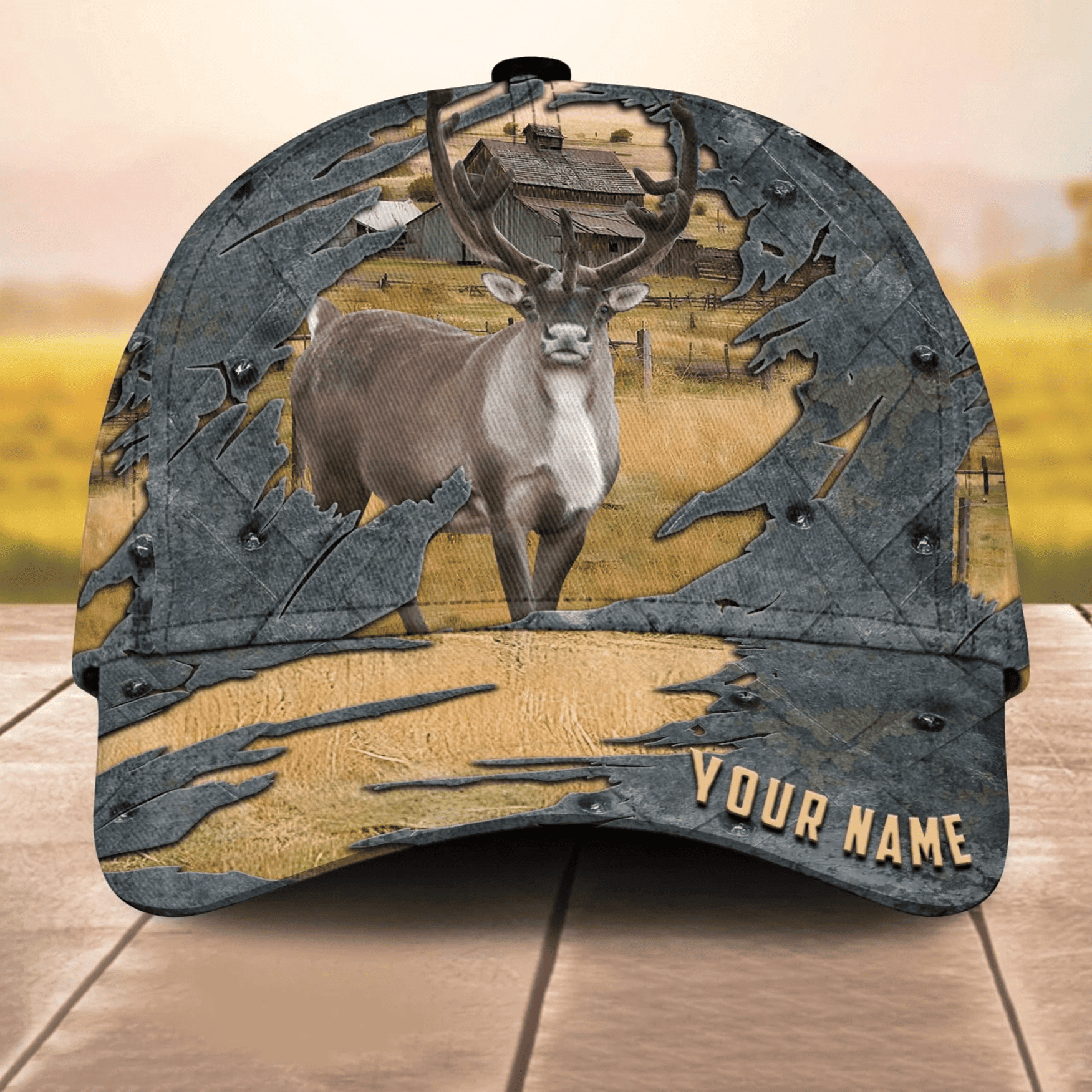 Adeenyc Rain Deer Customized Name 3D Cap 3D All Over Print Baseball Cap, Cap For Farm Lovers, Animal Cap, Leather Pattern Cap Trucker Hats Custom Hats Gifts For Men & Women