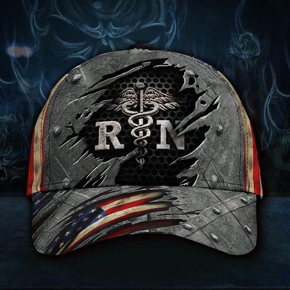Adeenyc Registered Nurse RN 3D Hat Vintage USA Flag Cap Honor Registered Nurse Gift Graduation Classic Cap Trucker Hats Custom Hats Gifts For Men & Women