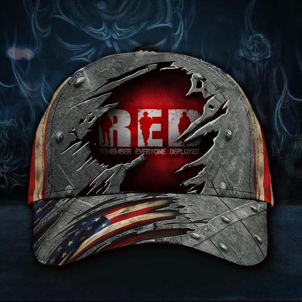 Adeenyc Remember Everyone Deployed Hat 3D Proud Military Men Cap Trucker Hats Custom Hats Gifts For Men & Women