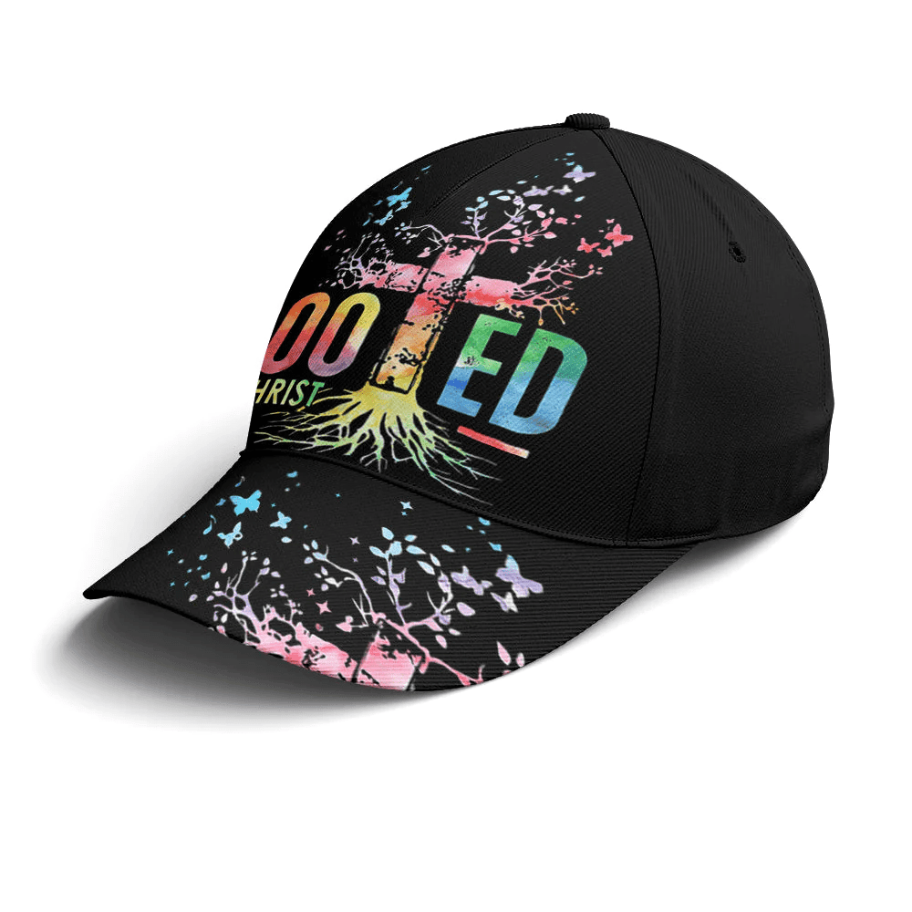 Adeenyc Rooted In Christ Black Baseball Cap All Over Print Trucker Hats Custom Hats Gifts For Men & Women
